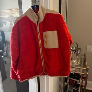 JCrew Orange Fleece Jacket with Pockets